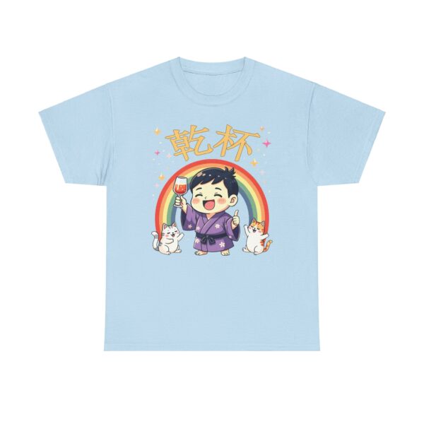 乾杯 KANPAI Traditional Japanese Cheers Kawaii cartoon style raibow cute cats and cool guy Unisex Heavy Cotton Tee - Image 11