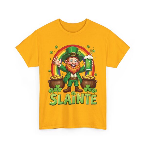 Happy Leprechaun St. Patrick's Day with Green Beer, Rainbow, and Gold Unisex Heavy Cotton Tee - Image 11
