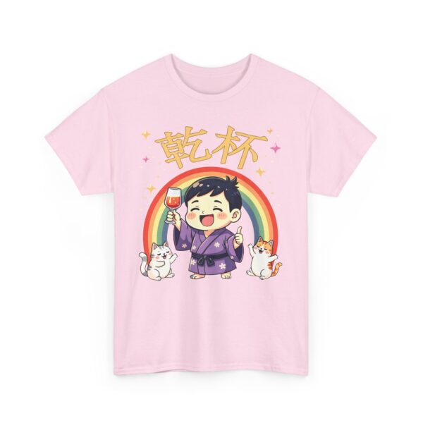 乾杯 KANPAI Traditional Japanese Cheers Kawaii cartoon style raibow cute cats and cool guy Unisex Heavy Cotton Tee - Image 20