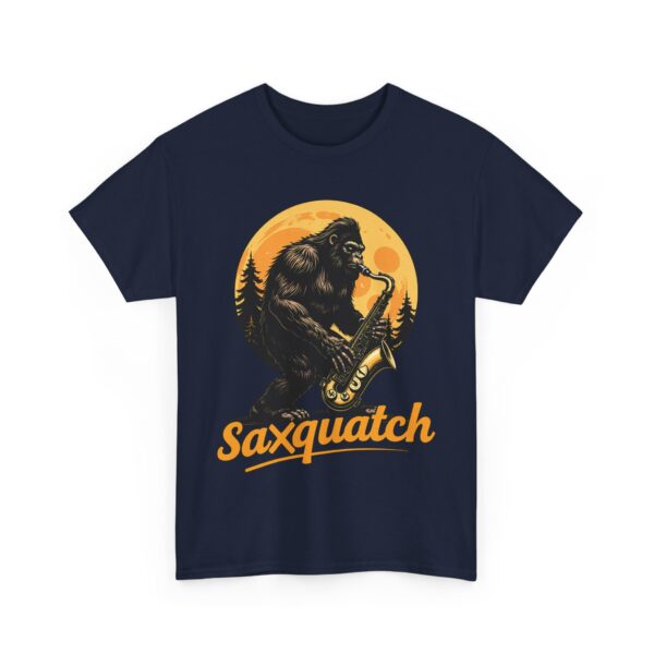 Saxquatch - Funny Bigfoot playing Saxophone with full moon - Sasquatch meme Unisex Heavy Cotton Tee - Image 5