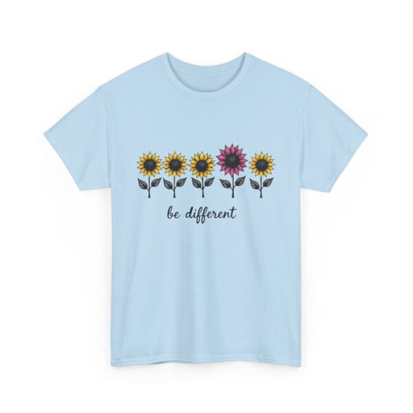 Be Different Line Art Sunflower Design Vintage Style Yellow Magenta Unisex Heavy Cotton Tee - Image 6