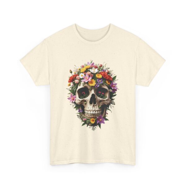 Aesthetic Floral Decorated Skull Gothic Art Design Unisex Heavy Cotton Tee - Image 3