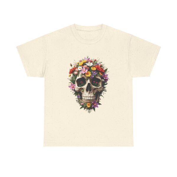 Aesthetic Floral Decorated Skull Gothic Art Design Unisex Heavy Cotton Tee - Image 4