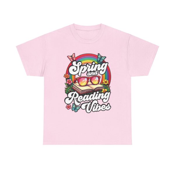 Spring Reading Vibes - Colorful Rainbow Book and Sunglasses, Flowers & Butterflies Unisex Heavy Cotton Tee - Image 25