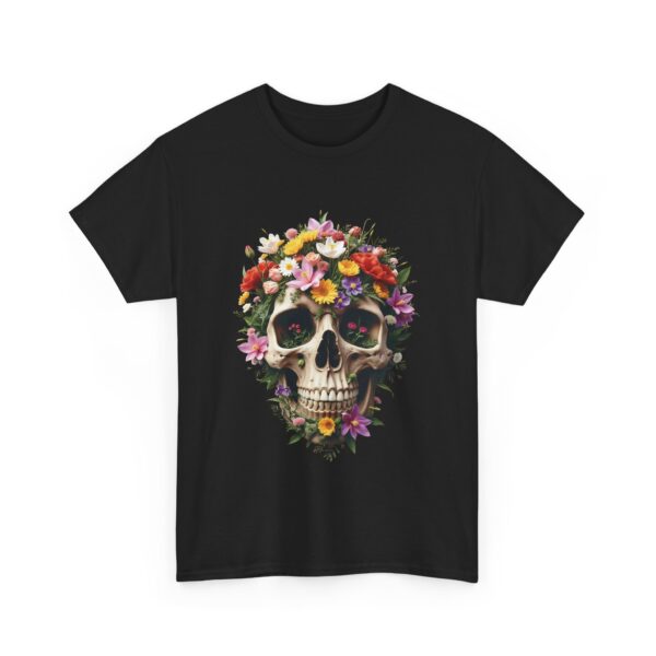 Aesthetic Floral Decorated Skull Gothic Art Design Unisex Heavy Cotton Tee - Image 16