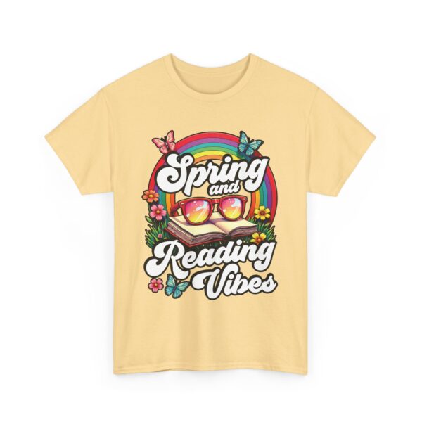 Spring Reading Vibes - Colorful Rainbow Book and Sunglasses, Flowers & Butterflies Unisex Heavy Cotton Tee - Image 12