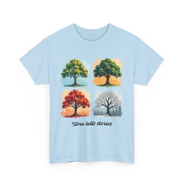 Time Tells Stories Tree Four Seasons Abstract Nature Art Tee Unisex Heavy Cotton Tee - Image 6