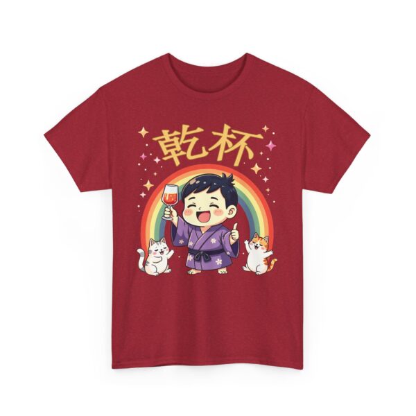 乾杯 KANPAI Traditional Japanese Cheers Kawaii cartoon style raibow cute cats and cool guy Unisex Heavy Cotton Tee - Image 22