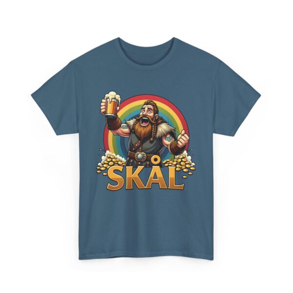 Skal Viking Design with Rainbow and Treasure | Norse Mythology Cute Cartoon Art Unisex Heavy Cotton Tee - Image 5