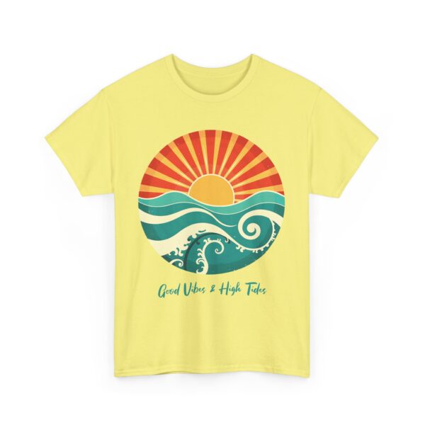 Good Vibes and High Tides Vintage Sun and Ocean Design Unisex Heavy Cotton Tee - Image 6