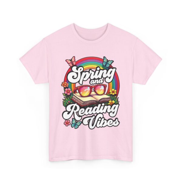 Spring Reading Vibes - Colorful Rainbow Book and Sunglasses, Flowers & Butterflies Unisex Heavy Cotton Tee - Image 26