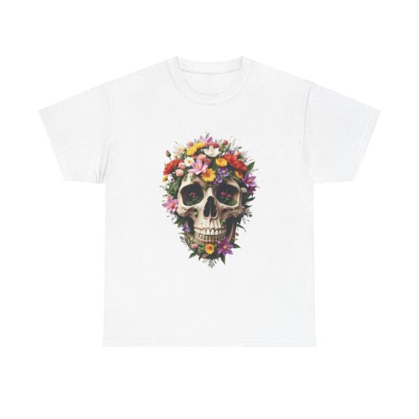 Aesthetic Floral Decorated Skull Gothic Art Design Unisex Heavy Cotton Tee - Image 5