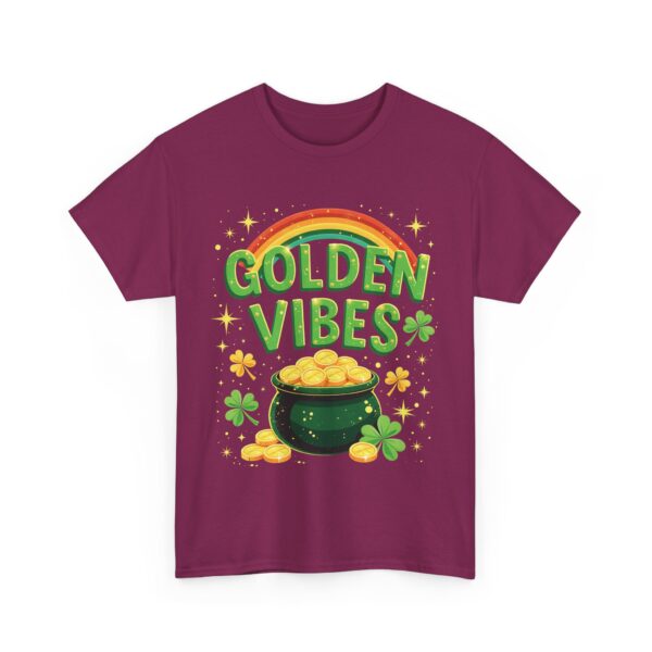 Golden Vibes Rainbow Pot of Gold and Clovers Traditional Irish Wishing Well Design Unisex Heavy Cotton Tee - Image 14