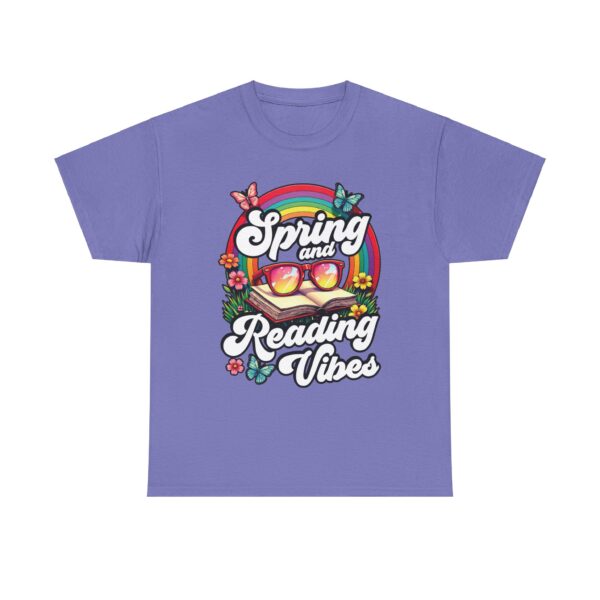 Spring Reading Vibes - Colorful Rainbow Book and Sunglasses, Flowers & Butterflies Unisex Heavy Cotton Tee - Image 23