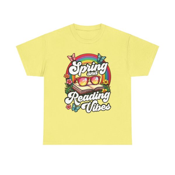 Spring Reading Vibes - Colorful Rainbow Book and Sunglasses, Flowers & Butterflies Unisex Heavy Cotton Tee - Image 17