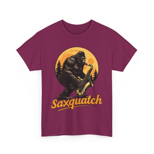 Saxquatch - Funny Bigfoot playing Saxophone with full moon - Sasquatch meme Unisex Heavy Cotton Tee - Image 8