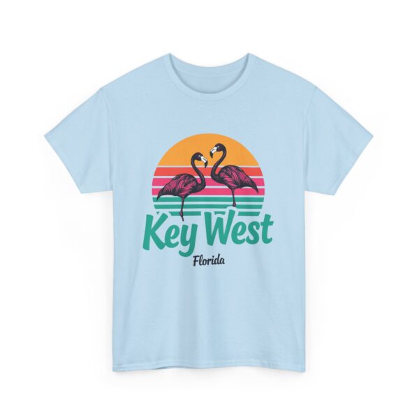 Florida Keys Key West Flamingo Striped Sunset Vintage letter art Unisex Heavy Cotton Tee - Image 12