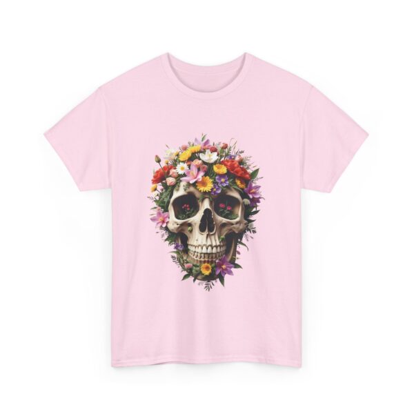 Aesthetic Floral Decorated Skull Gothic Art Design Unisex Heavy Cotton Tee - Image 14