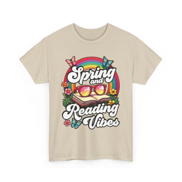 Spring Reading Vibes - Colorful Rainbow Book and Sunglasses, Flowers & Butterflies Unisex Heavy Cotton Tee - Image 10