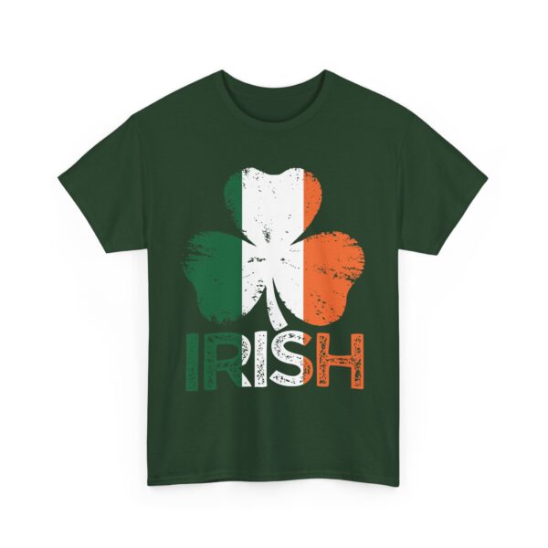 Distressed Shamrock Design Bold Irish Text Ireland Flag Design Unisex Heavy Cotton Tee