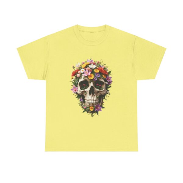 Aesthetic Floral Decorated Skull Gothic Art Design Unisex Heavy Cotton Tee - Image 9