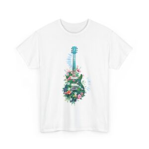 Strings of life - Nature Guitar Silhouette with Flowers - Music Harmony Design Art Unisex Heavy Cotton Tee