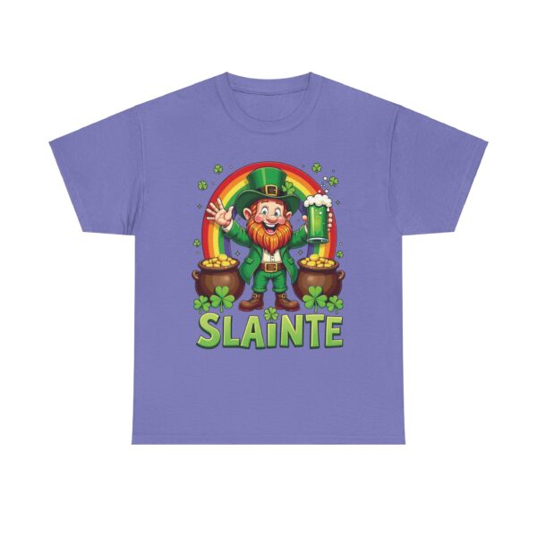 Happy Leprechaun St. Patrick's Day with Green Beer, Rainbow, and Gold Unisex Heavy Cotton Tee - Image 17