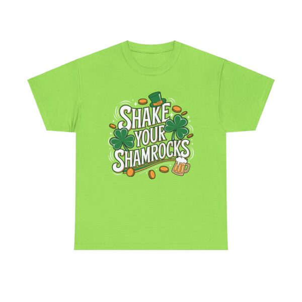 Shake Your Shamrocks Funny St. Patrick's Day Clover Money Luck Design Unisex Heavy Cotton Tee - Image 6