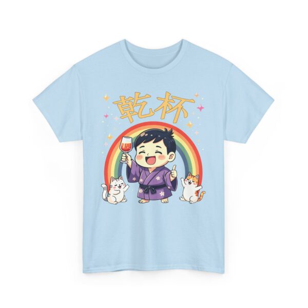 乾杯 KANPAI Traditional Japanese Cheers Kawaii cartoon style raibow cute cats and cool guy Unisex Heavy Cotton Tee - Image 12