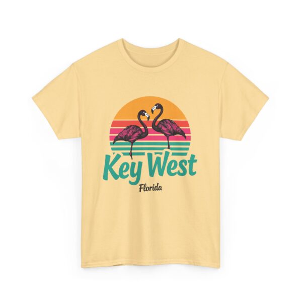 Florida Keys Key West Flamingo Striped Sunset Vintage letter art Unisex Heavy Cotton Tee - Image 8