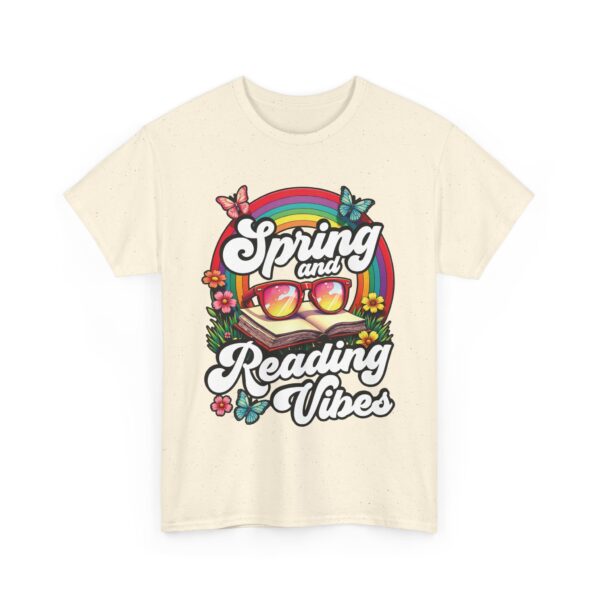 Spring Reading Vibes - Colorful Rainbow Book and Sunglasses, Flowers & Butterflies Unisex Heavy Cotton Tee - Image 16