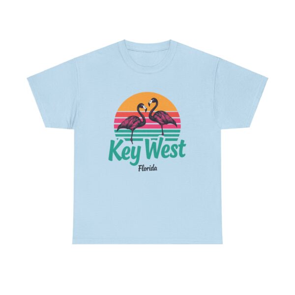 Florida Keys Key West Flamingo Striped Sunset Vintage letter art Unisex Heavy Cotton Tee - Image 11