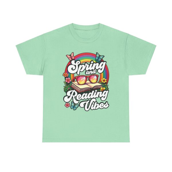 Spring Reading Vibes - Colorful Rainbow Book and Sunglasses, Flowers & Butterflies Unisex Heavy Cotton Tee - Image 19