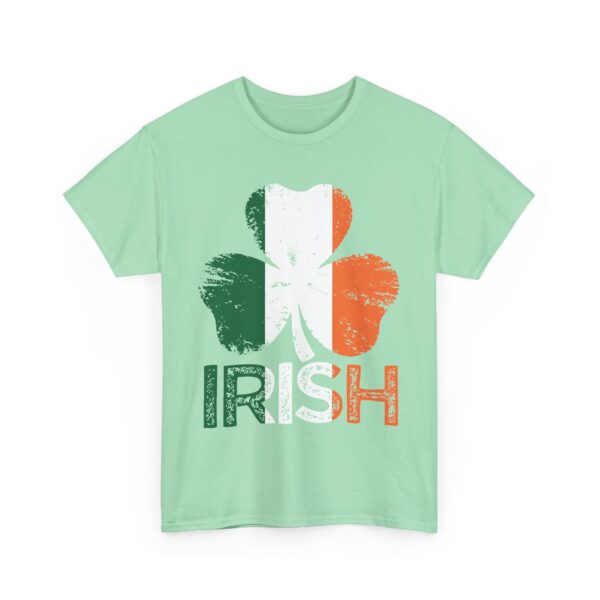 Distressed Shamrock Design Bold Irish Text Ireland Flag Design Unisex Heavy Cotton Tee - Image 4