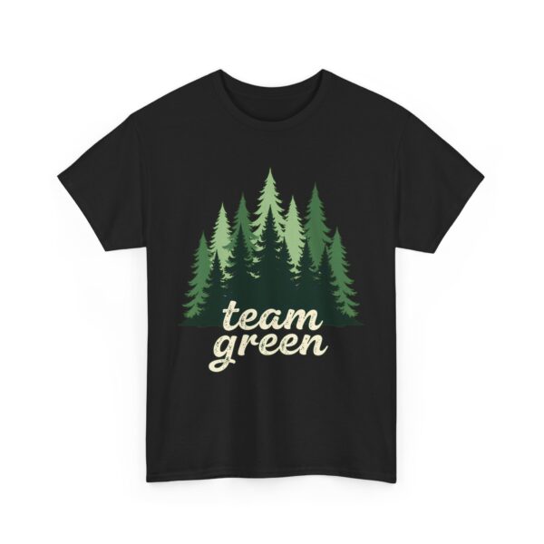 Team Green Vintage Distressed Forest Silhouette Nature Aesthetic Unisex Heavy Cotton Tee - Image 3
