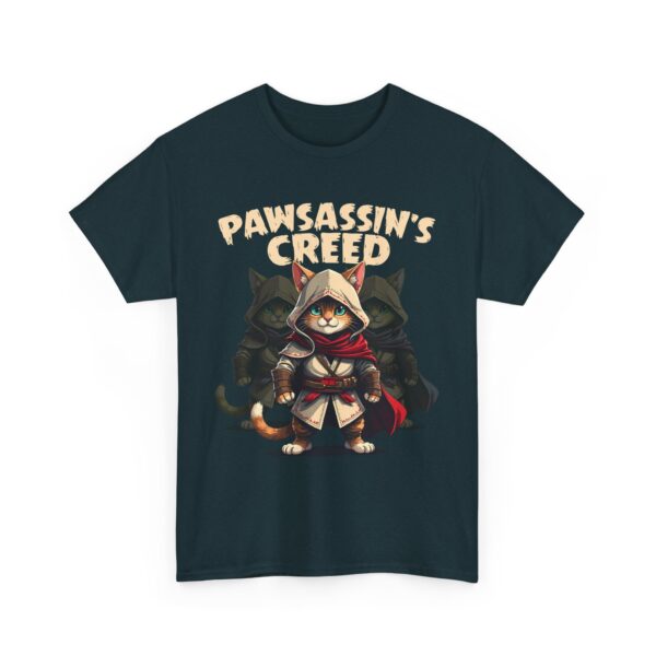 Pawsassin's Creed Funny Cat Stealth Gamer Parody Unisex Heavy Cotton Tee - Image 4