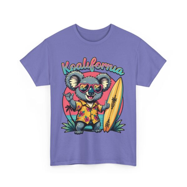 Koalifornia Surf Shaka Funny Californian Koala with Surfboard Palms Sunset Unisex Heavy Cotton Tee - Image 5