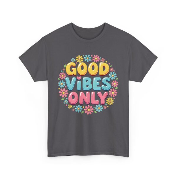 Good Vibes Only 70s Psychedelic Floral Retro Groovy Aesthetic Unisex Heavy Cotton Tee - Image 4