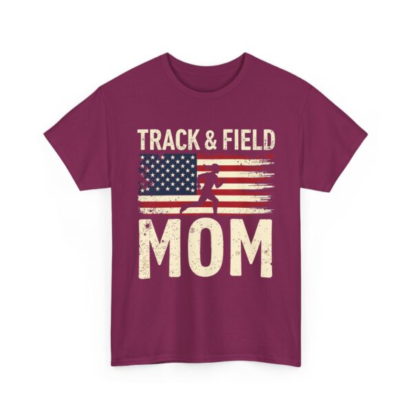 Track & Field Mom Distressed American Flag Runner Athlete Support Unisex Heavy Cotton Tee - Image 6