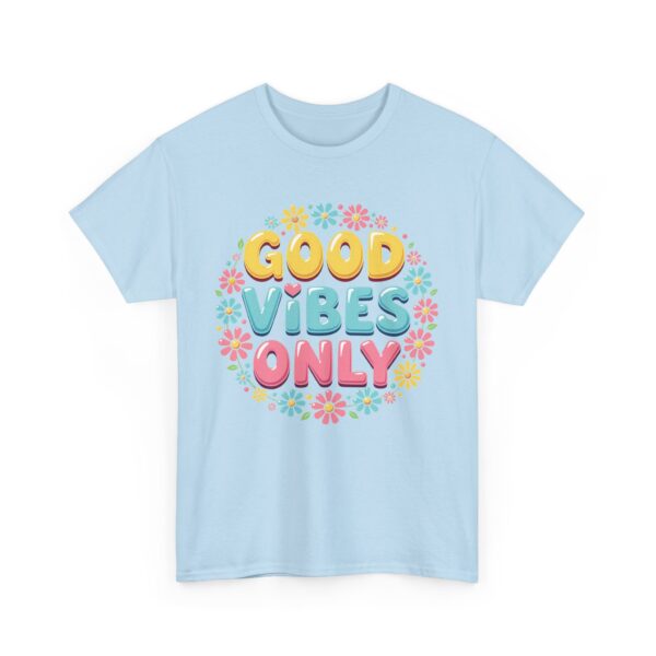 Good Vibes Only 70s Psychedelic Floral Retro Groovy Aesthetic Unisex Heavy Cotton Tee - Image 10
