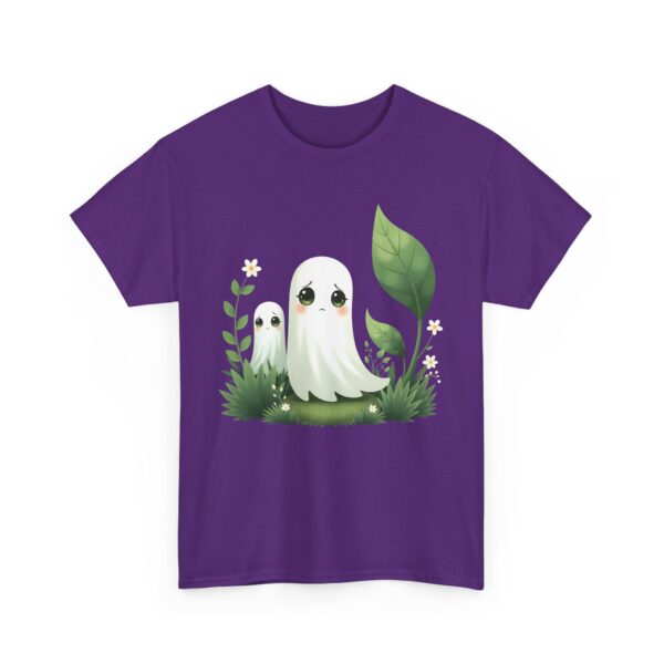 Eerie Cute Shy Anime Ghost with Flowers Aesthetic Kawaii Design Unisex Heavy Cotton Tee - Image 7