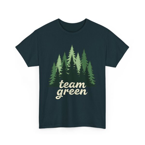 Team Green Vintage Distressed Forest Silhouette Nature Aesthetic Unisex Heavy Cotton Tee - Image 2