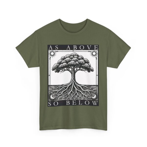 As Above So Below Tree of Life Sun and Moon Mystical Goth Tarot Design Unisex Heavy Cotton Tee - Image 5