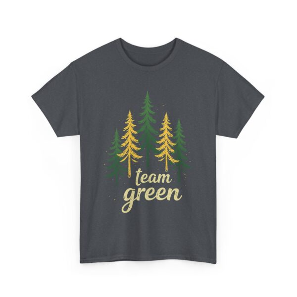 Team Green Vintage Distressed Forest Silhouette Nature Aesthetic Unisex Heavy Cotton Tee - Image 5