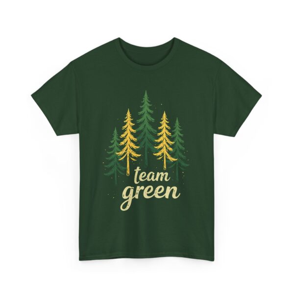 Team Green Vintage Distressed Forest Silhouette Nature Aesthetic Unisex Heavy Cotton Tee - Image 3