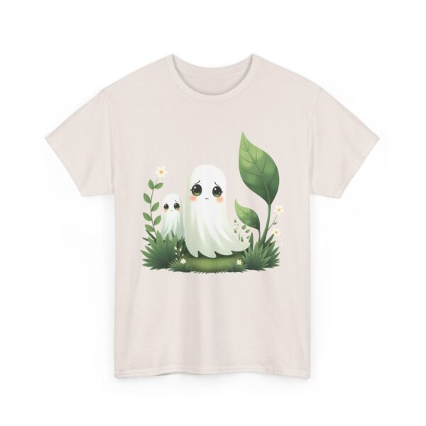 Eerie Cute Shy Anime Ghost with Flowers Aesthetic Kawaii Design Unisex Heavy Cotton Tee - Image 9