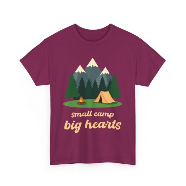 Small Camp Big Hearts Outdoor Mountain Adventure Wilderness Nature Camping Trip Unisex Heavy Cotton Tee - Image 2