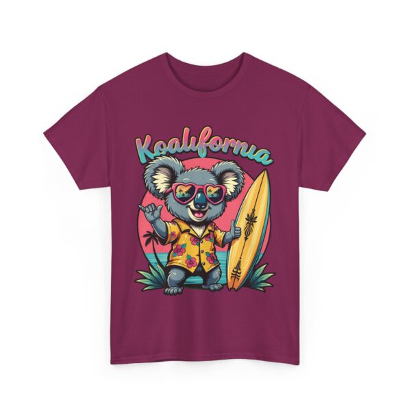 Koalifornia Surf Shaka Funny Californian Koala with Surfboard Palms Sunset Unisex Heavy Cotton Tee - Image 8