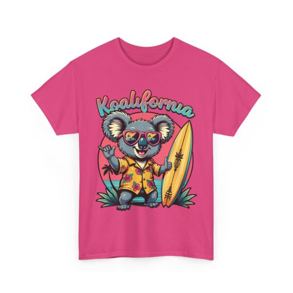 Koalifornia Surf Shaka Funny Californian Koala with Surfboard Palms Sunset Unisex Heavy Cotton Tee - Image 7