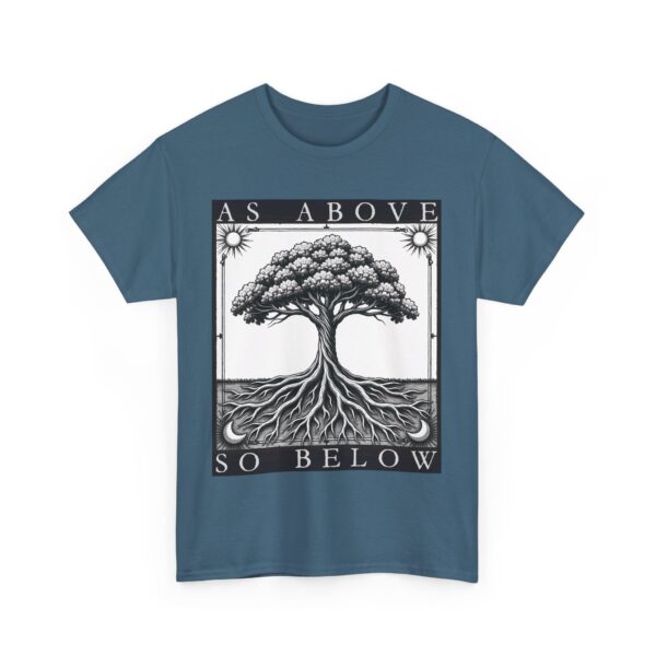 As Above So Below Tree of Life Sun and Moon Mystical Goth Tarot Design Unisex Heavy Cotton Tee - Image 4